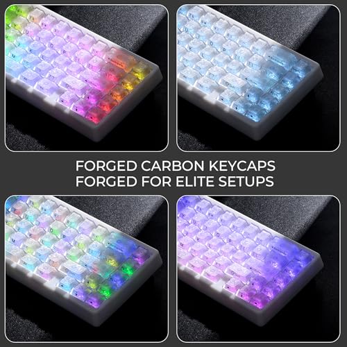Image of HITIME x XVX M67 JadeStone 60% Wireless Mechanical Gaming Keyboard, VIA Programmable, BT5.0 /2.4G /USB-C Creamy Keyboard with Gasket, Hot Swap, RGB Backlits, NKRO for Win /Mac (White, Forged Carbon)