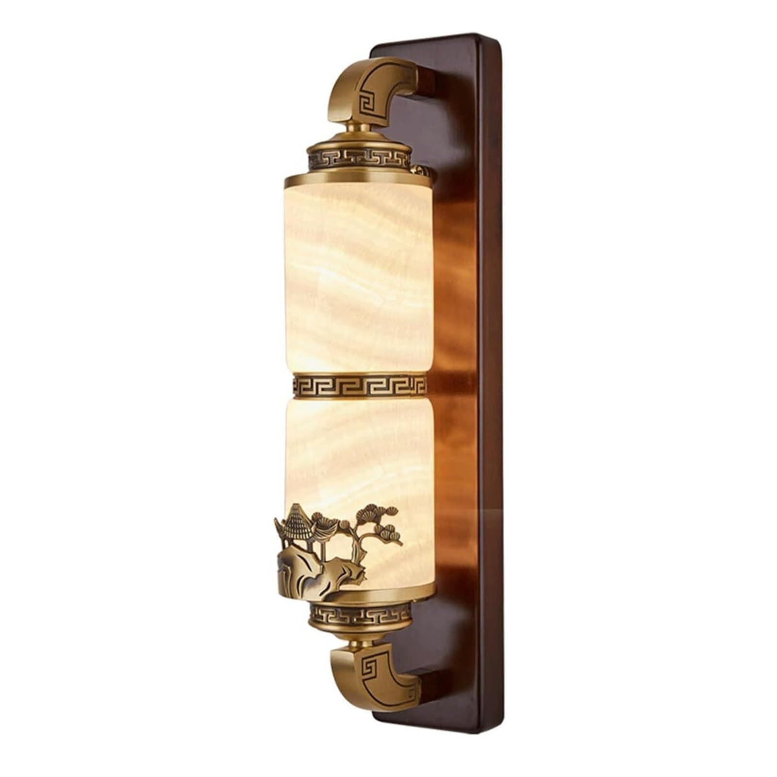 KBUUKYYXouy Chinese Style Jade Lampshade Wall Light Lamp Sconce Fixture Vintage Brass 3 Dimmable Classic Rustic Creative for Farmhouse Foyer Entryway Living