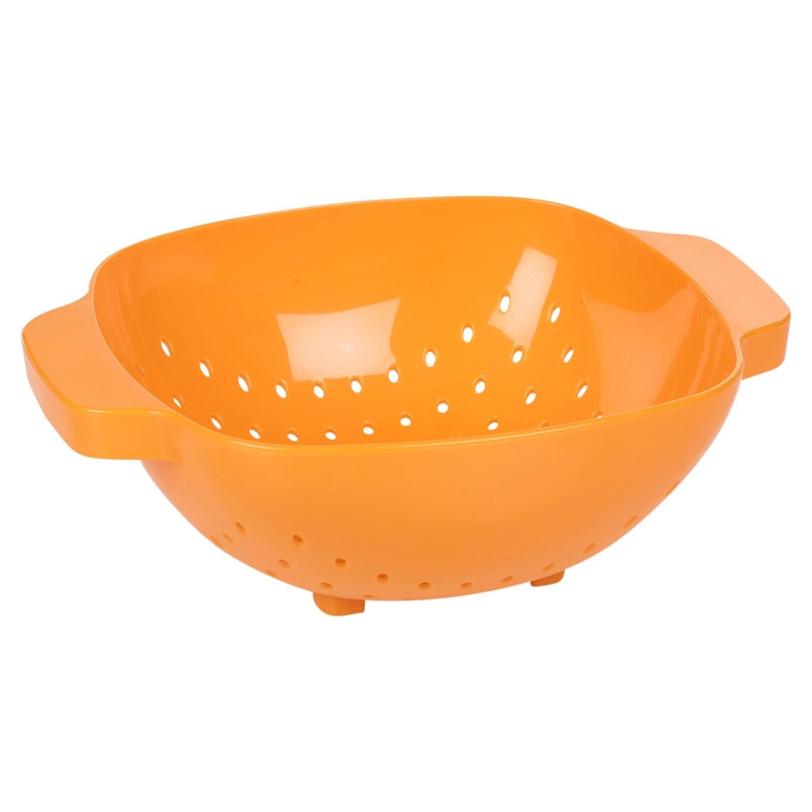 URBN-CHEF Plastic Colander Sieve Mesh Food Pasta Rice Veg Washing Strainer Kitchen Basket (Orange)