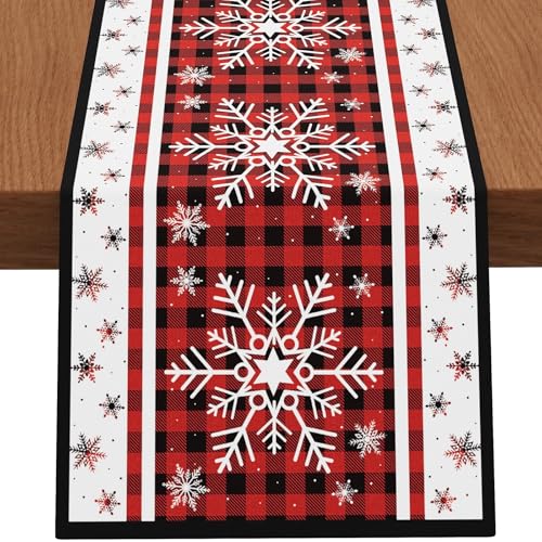 CHAMBERY Christmas Table Runner,13''X72'' Seasonal Snowflakes Christmas Decorations Table Runner,...