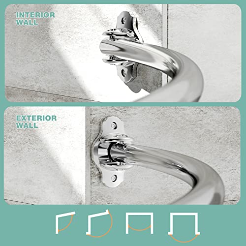 Mcrbeay Curved Shower Curtain Rod, Adjustable 43-74 Inches Extra Wide Curved Shower Rods For Bathroom, Rust Proof Shower Rod, Premium Stainless Steel Curved Curtain Rod For Shower, Bathtub, Silver, Need To Drill #TOP4