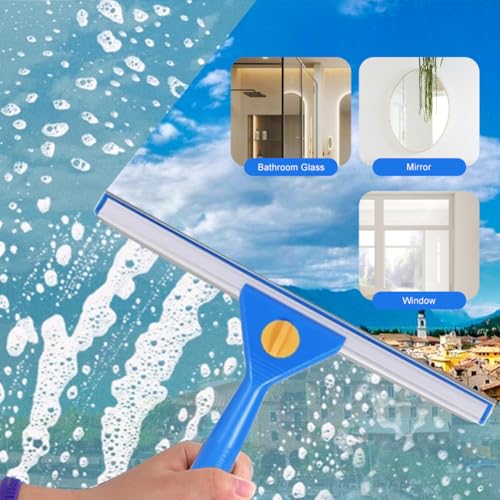 Image of Window Squeegee Cleaner Kit, 35cm Window Squeegee Cleaner Tool Kit, Glass Cleaning Tools with Silicon Squeegees & Microfiber, Windows Cleaning Kit for Shower Glass Mirror Door Car