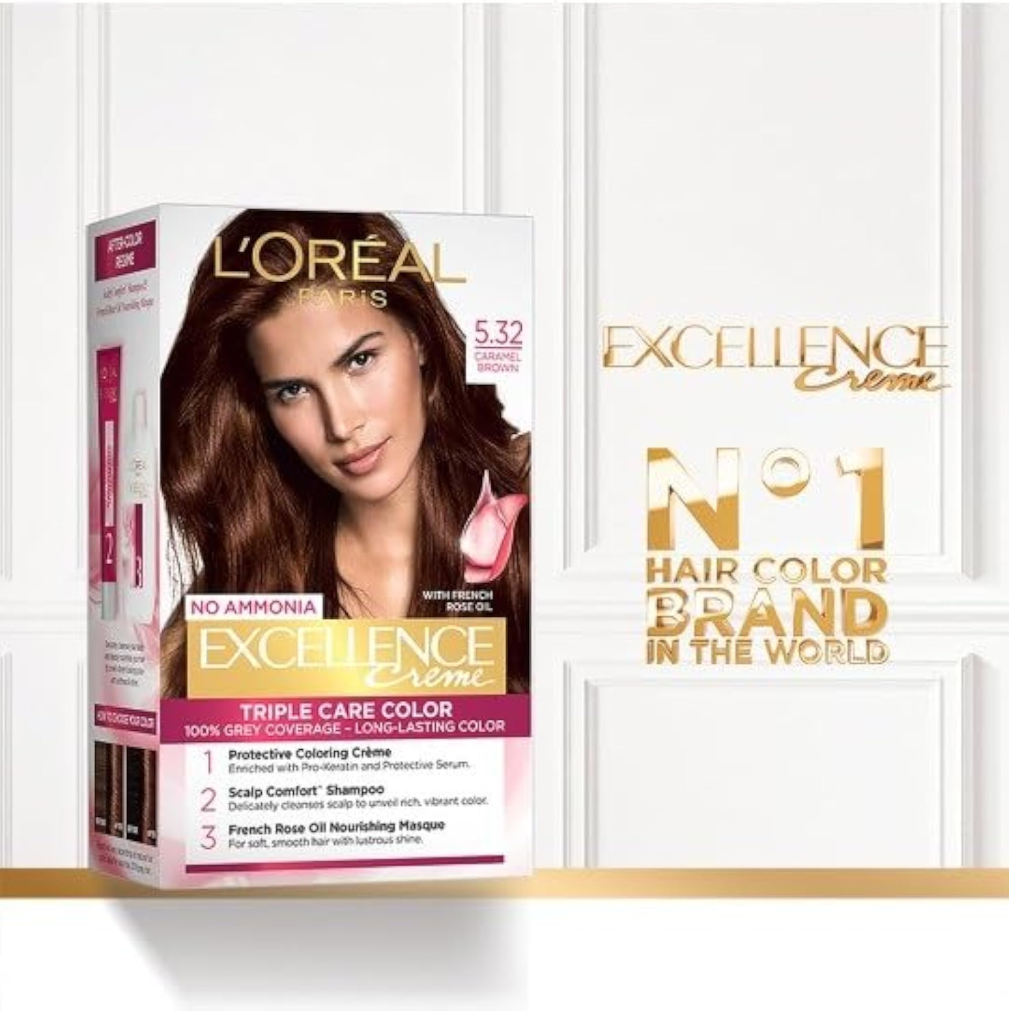 L Oréal Excellence Creme Hair Color, 5.32 Caramel Brown