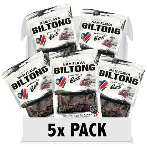Nam Flava - Original Biltong from Namibia - 0,5 kg (5x100g) - dried meat, beef jerky, high protein, savoury snack