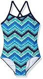 Kanu Surf Girls' Layla Beach Sport Banded 1 Piece Swimsuit, Kirsten Blue Chevron, 14