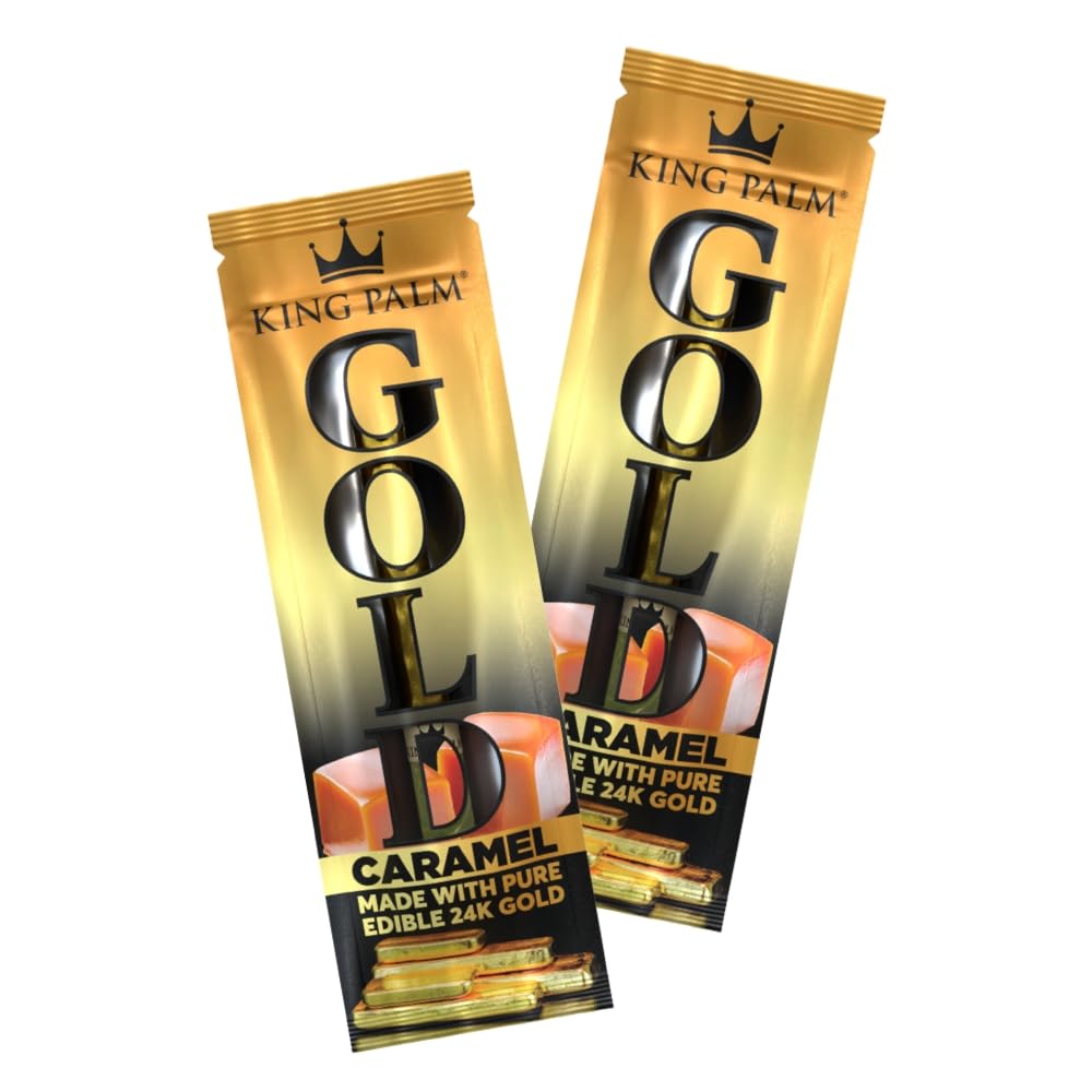 KING PALMKing Size Cones - Natural Pre Rolls Palm Leafs - Caramel Gold Organic Rolls - Pre Rolled Cones - 24k Gold Preroll Cones - 2 Packs, 2 Cones