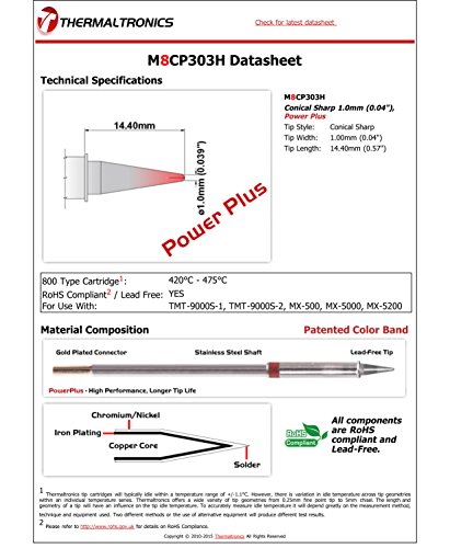 Image of Thermaltronics M8CP303H Conical Sharp 1.0mm (0.04in), Power Plus