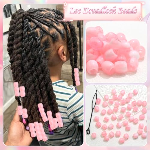 Accesorios de rastas con cuentas rosas transparentes anti-enredos 4