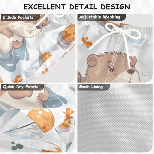 Pigsaly Boys' Swim Board Shorts Cute Capybara Fish Boy's Swim Trunks Kids Swimwear XS Multicolor3