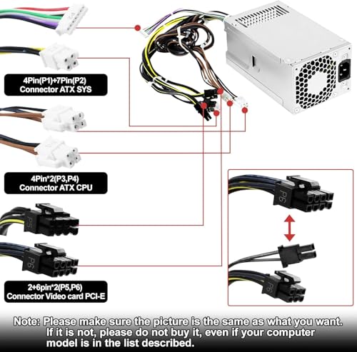 Alimentatore PCK026 550W migliorato Compatibile con gli alimentatori HP Z2 Z1 EliteDesk 800 880 G4 G5 G6, sostituisce L75200-004, L75200-001, L77487-001, L76557-001, PA-51, PA-5551, -1HA e PA-5501-2 - Alimentatore - Immagine 2
