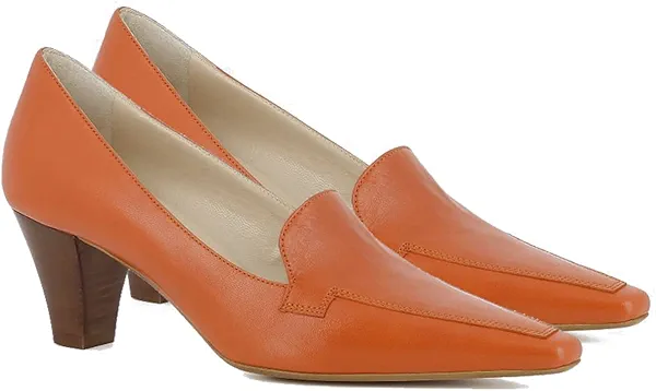 LEHOOR Women Office Work Business Loafer Shoes Orange Heeled Slip On Chunky Block Heel Pumps Shoes Pointed Closed Toe Formal Suede Leather Oxford Shoes Ladies Comfort Professional Matte Orange 9 M US