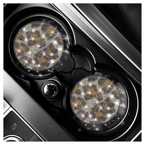 Juego de 2 portavasos leopardos con brillantina para autos miniatura 1