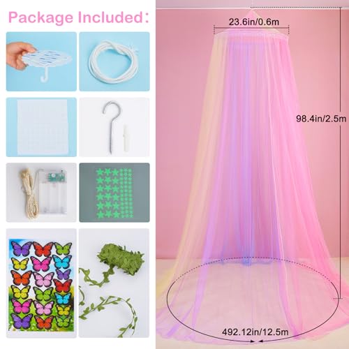 Image of FIOBEE Bed Canopy for Girls Room with LED Light Kids Toddler Bedroom Decor