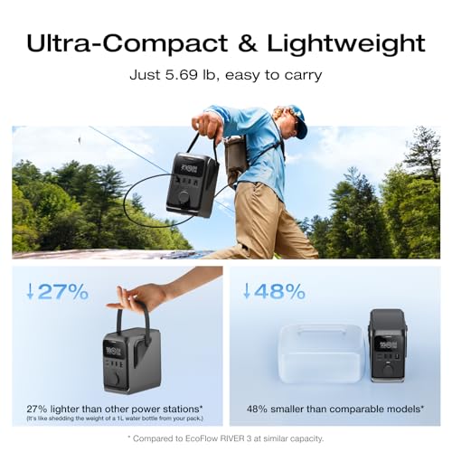 Image of EF ECOFLOW TRAIL 300 DC Power Bank Station, 288Wh Outdoor Portable Power Station, LiFePO4 Battery, 300W DC Output, Compact Solar Generator for Camping, Travel, and Emergency (No AC Outlet Included)