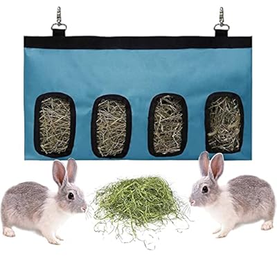 Rabbit Feeder Bunny Guinea Pig Hay Feeder Bag,Long Wear Feeder Bag Black, Hay Bag Hanging Feeding Device Supply Rabbit, Hay Bag Hanging Feeder Sack for Rabbit Guinea Pig,Blue