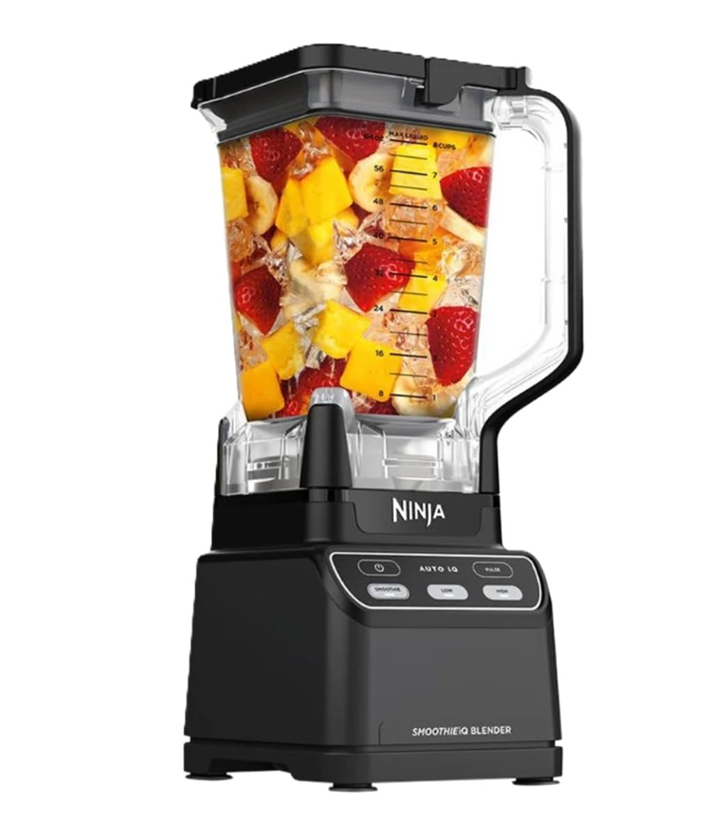 BN401-A Nutri Pro Compact Personal Blender, Auto-iQ Technology, 1100-Peak-Watts, for Frozen Drinks, Smoothies, Sauces & More, With To-Go Cups & Spout Lids, Gray