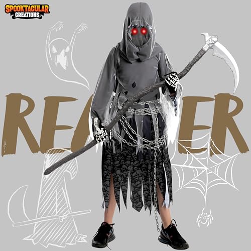 Disfraz Infantil Unisex Grim Reaper Ojos Rojos Luminosos miniatura 3