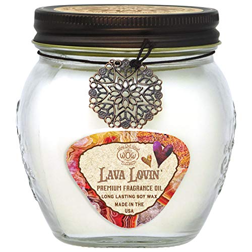Large Jar Candle Scented with Lava Lovin'- A Fruity Grapefruit Citrus Scent -Aromatic and Delicious Fragrance- 17 Oz Long Lasting Soy - Made in USA by Way Out West - Best Gift for Anyone!