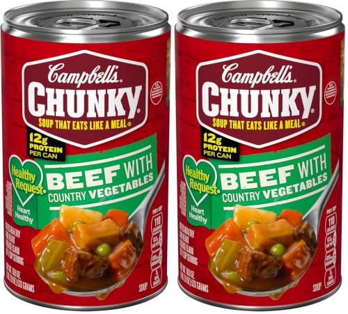 Image of Campbell's Chunky Healthy Request Soup, Beef Soup with Country Vegetables, 18.8 Oz Can (Pack of 2)