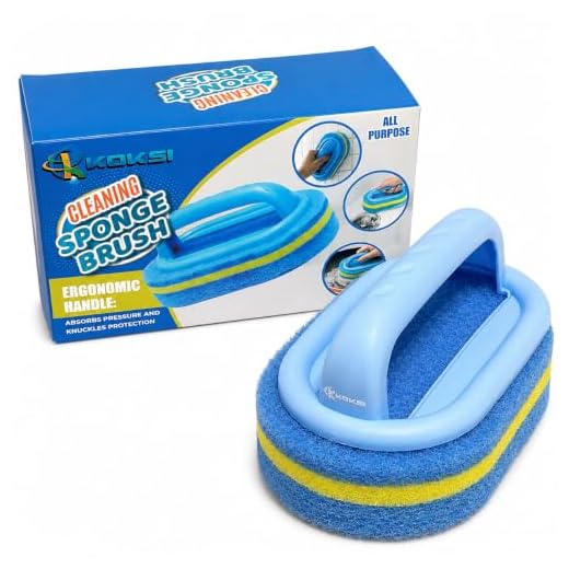 KOKSI Cleaning Brush for Bathroom Kitchen Bathtub Toilet Cleaner All Purpose Shower Sponge Scrubbing Brush with Ergonomic Handle