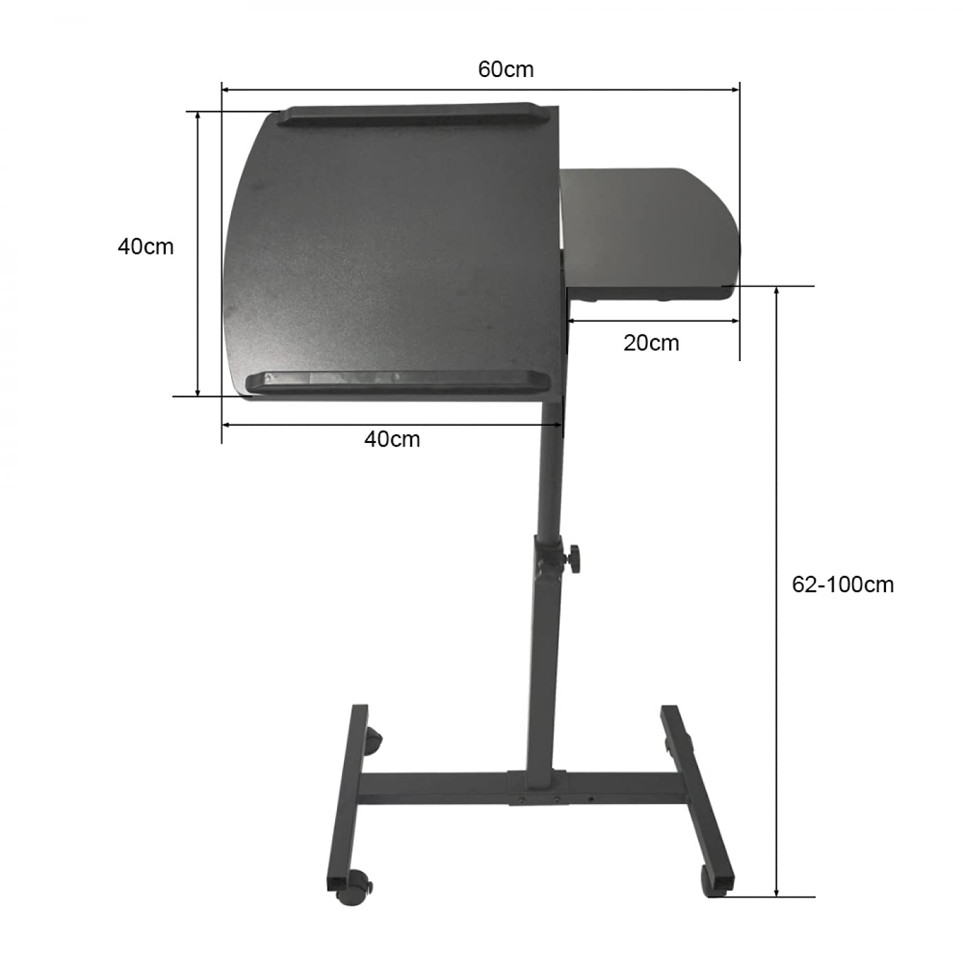 Soporte para ordenador portátil - mesa auxiliar - ruedas giratorias - altura ajustable - negro