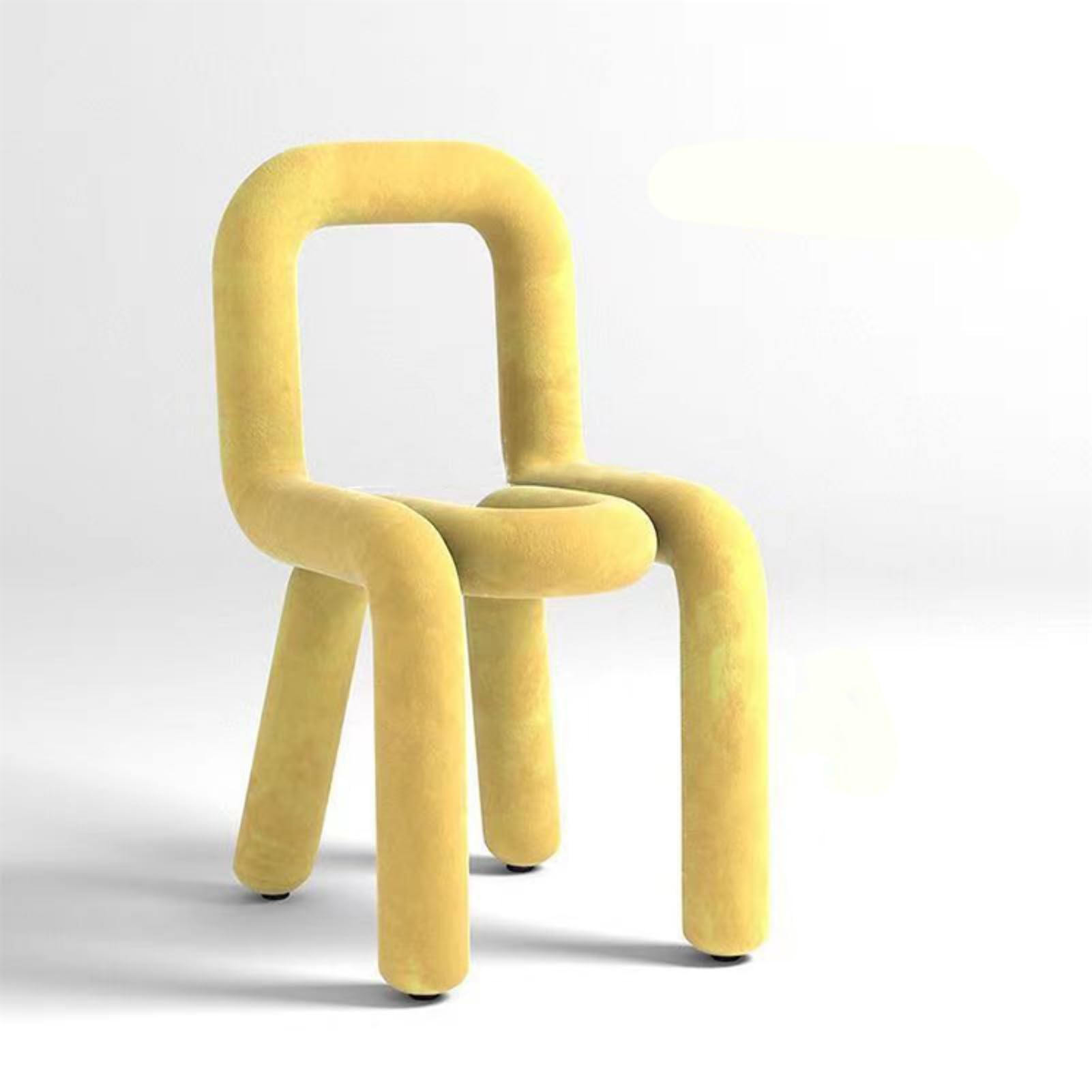 QuotexBold Chair Modern Creative Furniture Lounge Chair Flannel Upholstered Armless Accent Chair for Living Room, Bedroom, Office, and Coffee Lounge Stylish Decorative Single Chair (Yellow)