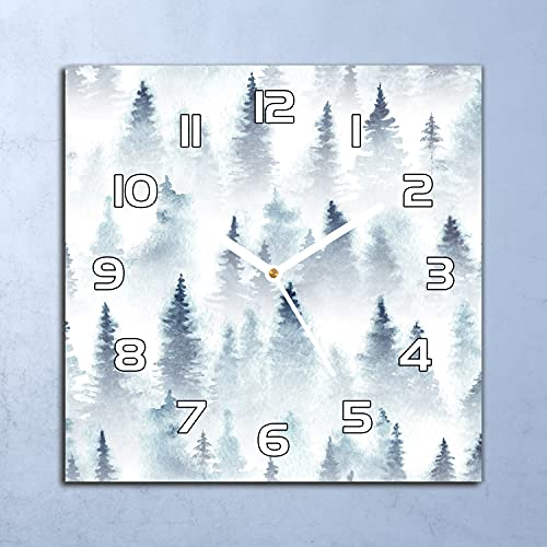 Horloge en verre moderne 30x30 cm dotée d'une impression de forêt brumeuse haute définition - 3