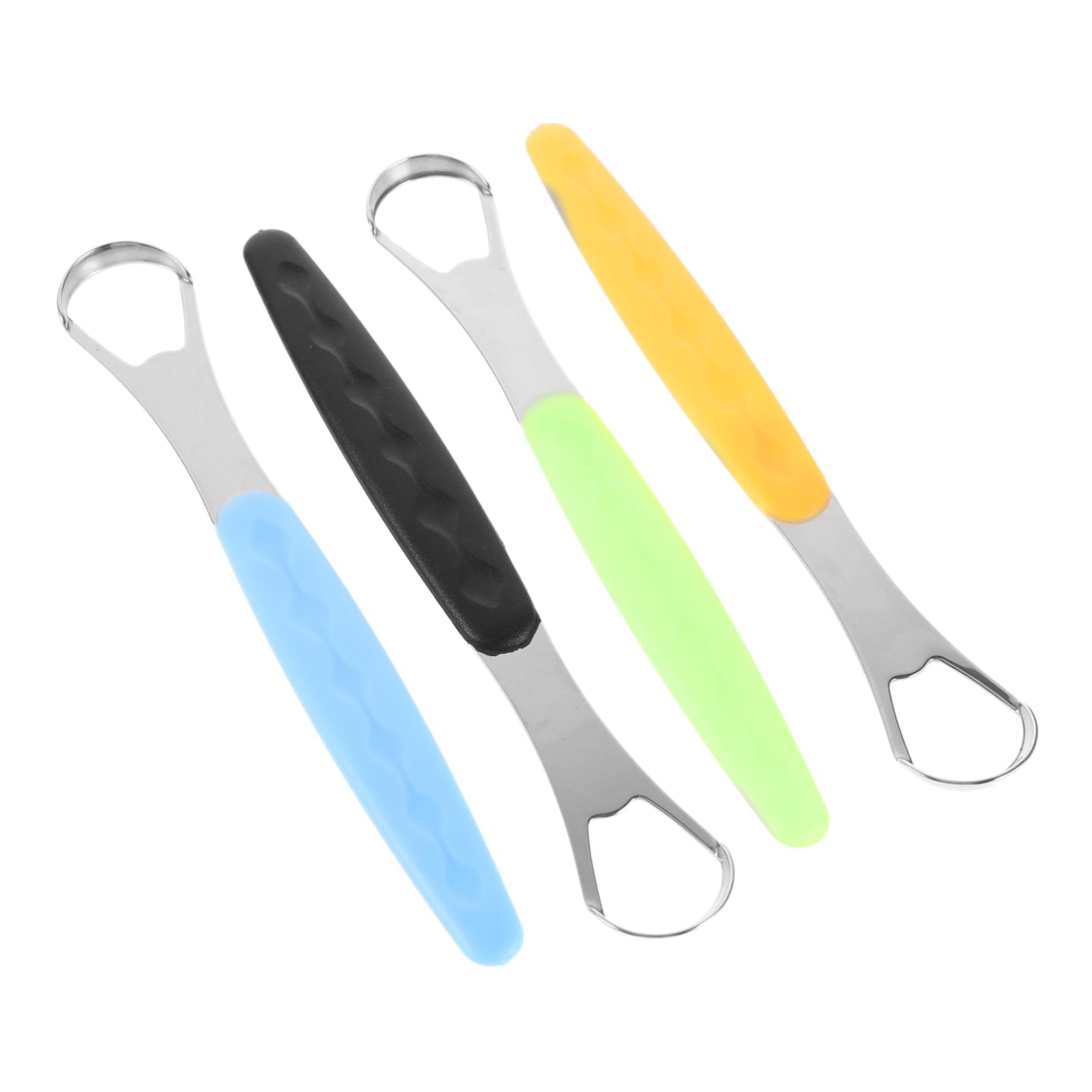 Ipetboom 4pcs Tongue Cleaners for Adults Reusable Stainless Steel Tongue Scrapers Oral Care Tool for Bad Breath Removal and Freshness Random Color
