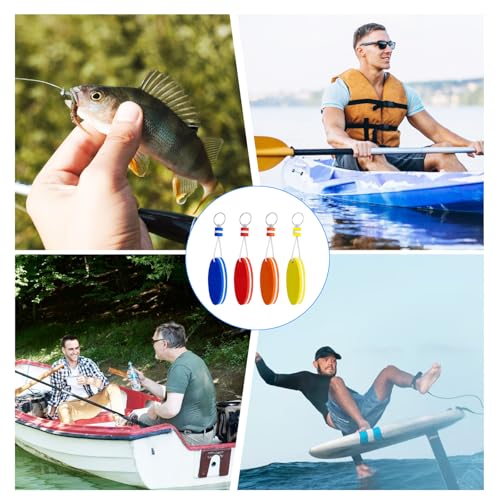 Image of Floating Keychain for Boat Keys, 4 Pack Waterproof Bright Color Key Rings Pendant for Fishing Surfing Sailing Kayak