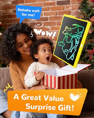 Image of KOKODI LCD Writing Tablet, 16 Inch Colorful Toddler Doodle Board Drawing Tablet, Erasable Reusable Electronic Drawing Pads, Educational and Learning Toy for 3-6 Years Old Boy and Girls(Yellow)