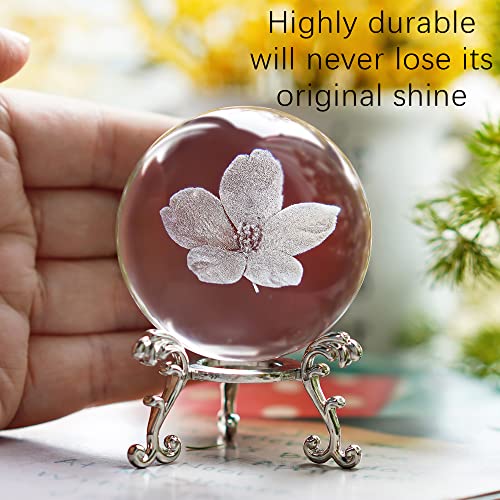 Hdcrystalgifts 3D Engraving Crystal Ball Paperweight With Silver-Plated Stand 60Mm Glass Decorative Ball Sphere For Home Decor thumb #5