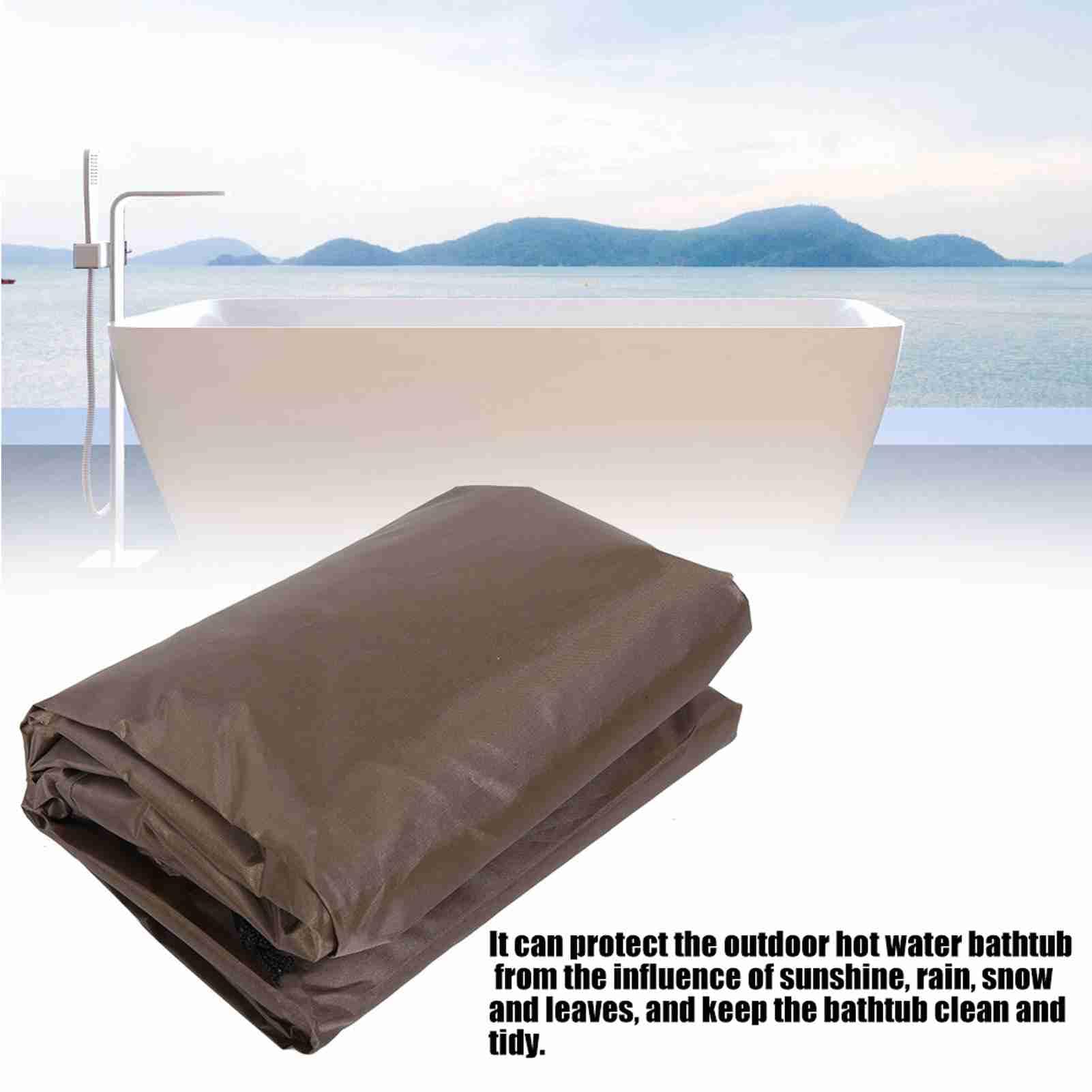 Protecteur de Couverture de Spa carré extérieur imperméable à l'eau, Couverture de Spa en Polyester Robuste, Protection de Spa carrée résistante aux intempéries pour Spa (Couleur Café)