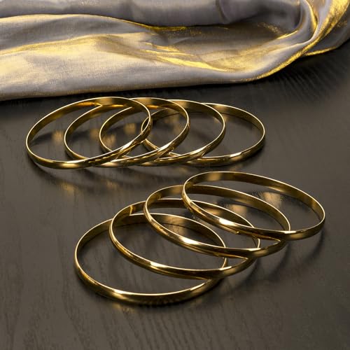 Linkidea Plus Size Bangle Bracelets Set for Women, Set of 8 Stainless Steel Extra Large Round Bangles3