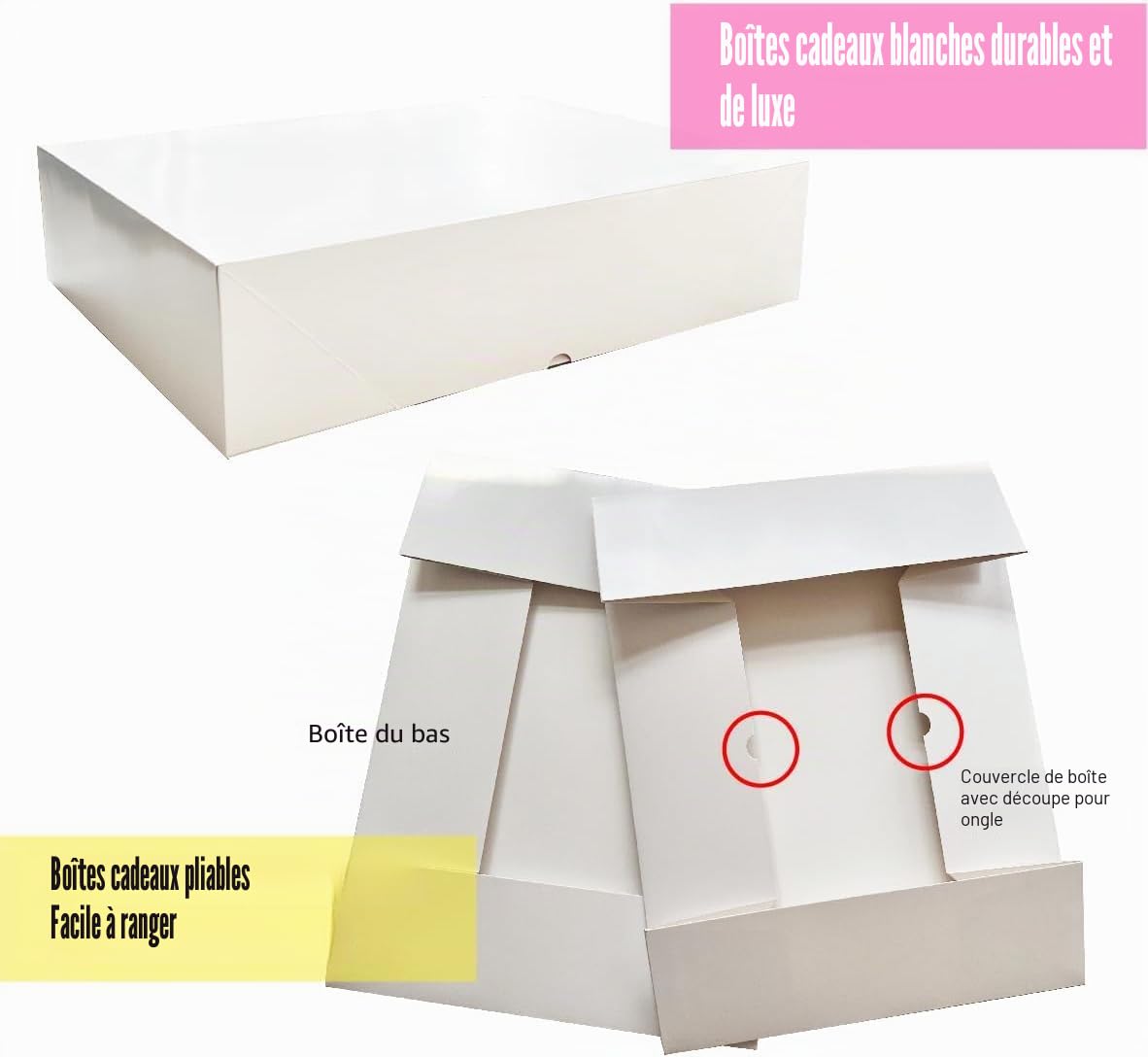 Lot de 12 boîtes cadeaux extra larges avec couvercles pour cadeaux, 43,2 x 27,9 x 10,2 cm, boîtes blanches en carton pour emballage cadeaux, couvertures, peignoirs, chemises, pull, boîtes blanches en