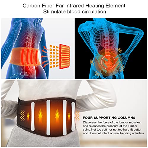 Heating Pad Lower Back Massager Wrap For Back Pain Relief, Heated Waist Belt With Vibration Massage 7.4V 4400Mah Battery Heat Therapy, For Lower Back Lumbar Waist Abdominal Stomach Spine #TOP2