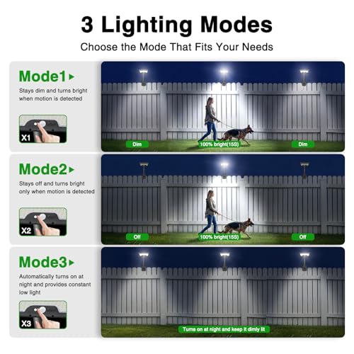 iMaihom Clip On Solar Lights Outdoor with Motion Sensor, 92 LED 600LM Solar Fence Lights, Warm/Neutral/Cool White, 360° Adjustable, IP65 Waterproof Security Light for Deck, Gutter, Porch (2, Black) - image 5