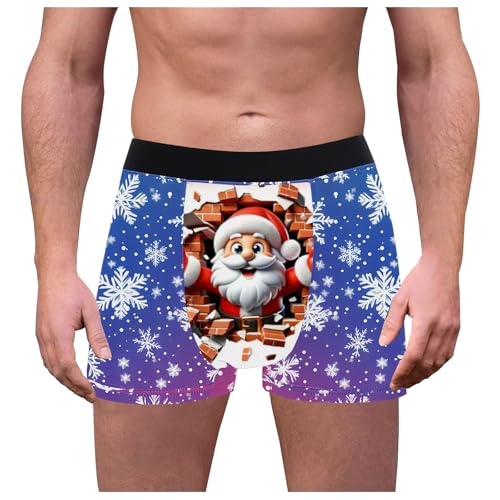 akwuiopt Ropa interior divertida de Navidad para hombre, transpirable, con diseño de Papá Noel, con puntera abierta, a, XXL