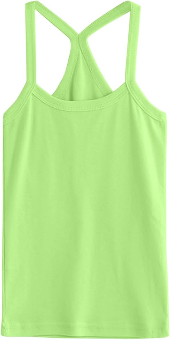 Toddler Girls T Shirts Sleeveless Summer Casual Crewneck Solid Youth T-Shirt Basic Sports Athletic Fit Comfy School Wear