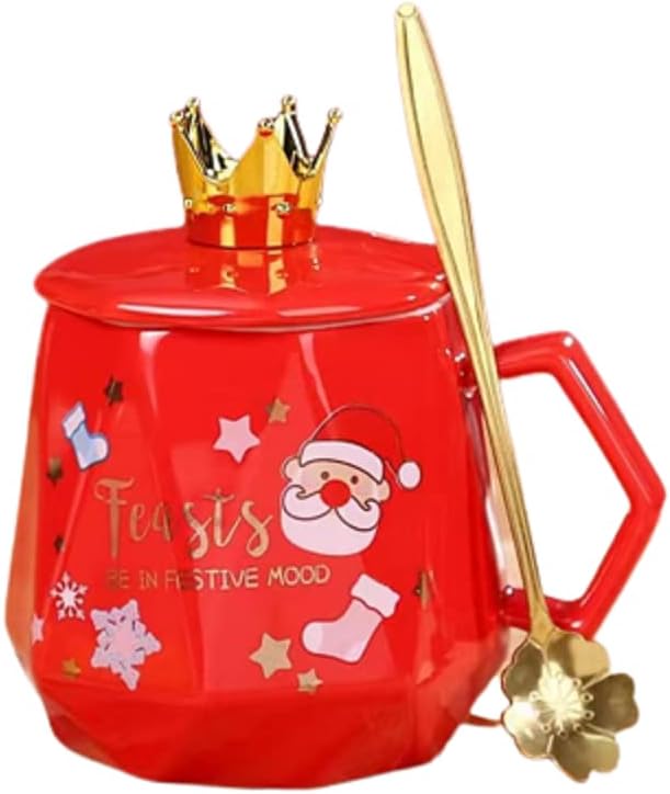 Sponsored Ad โ Red Festive Mug with Spoon Modern Design With Santa Face (1 Pc)