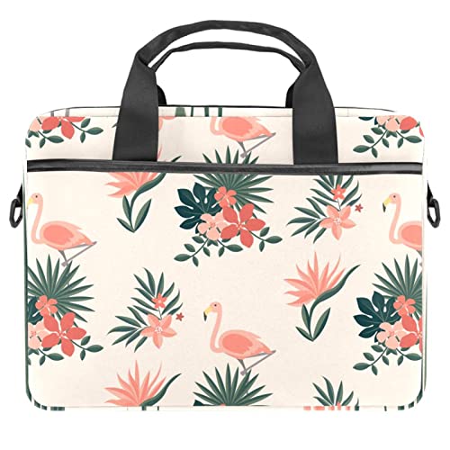 Housse ordinateur portable 14 pouces avec bandoulière et motif paresseux flamant rose