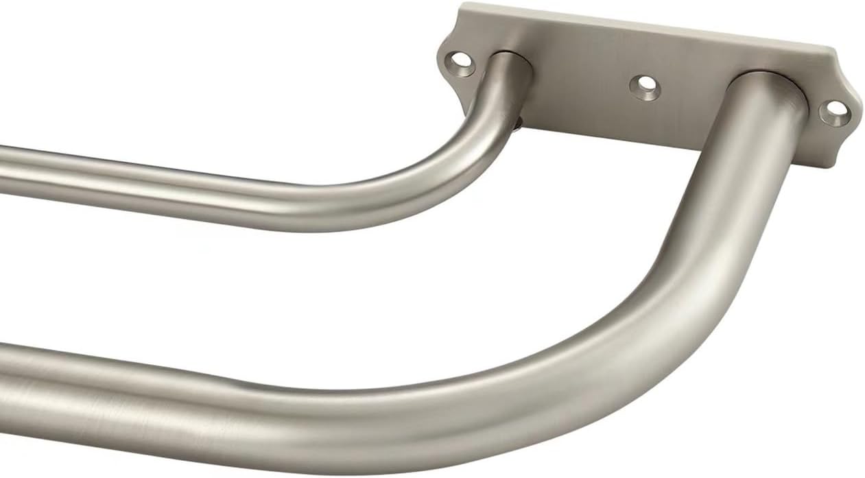 Brushed Nickel Double Curtain Rods for Window, Double Curtain Rods 84-120 Inches, Wrap Around Design, Room Darkening Double Curtain Rods, Adjustable 1-Inch Front and 5/8 Inch Back Double Drapery Rods Brushed Nickel 84-120"