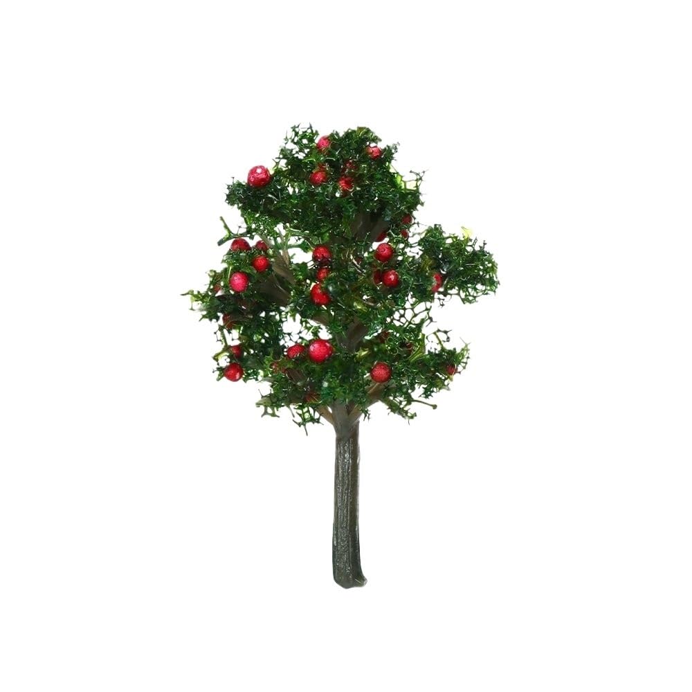 Landscape Greenery 5pcs Miniature Flower Tree Garden, 4cm Artificial Scenery Pink(Red)
