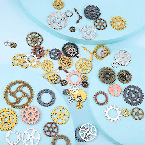 iufvbgxdh Jewelry Cogs 100 Grams Assorted Antique Steampunk Gears Charms Cogs, for Jewelry Making Accessory & Crafting, Mixed Colors steampunk buy now online