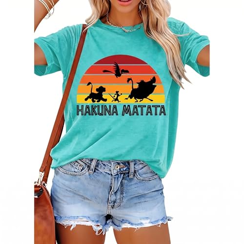 Women Womens T-Shirt Cute Animal Kingdom Graphic Funny Vacation Holiday Tees Blue