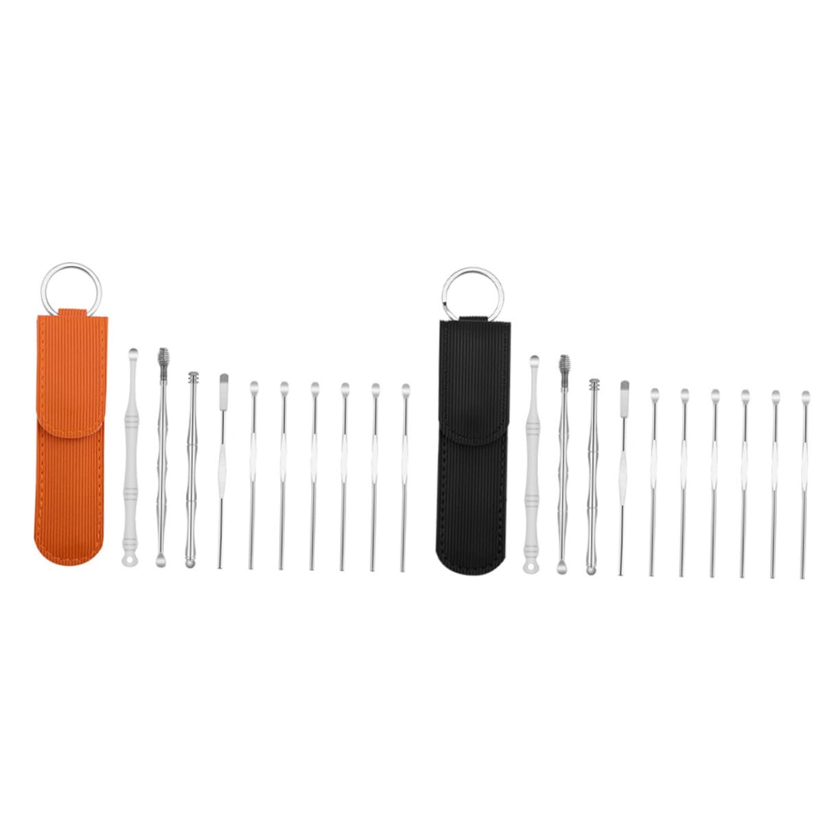 2Sets Stainless Steel Ear Picks Double-Headed Spiral and Massage Spoon Ear Wax Remover Tool for Adults Portable Lightweight