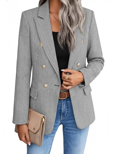 Mina Self Striped Blazer Womens 2025 Fall Winter Grey Women's