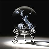 ZEERSHEE 60mm 3D Laser Cat Crystal Ball with Stand Cat Lover Themed Gifts for Women Mothers