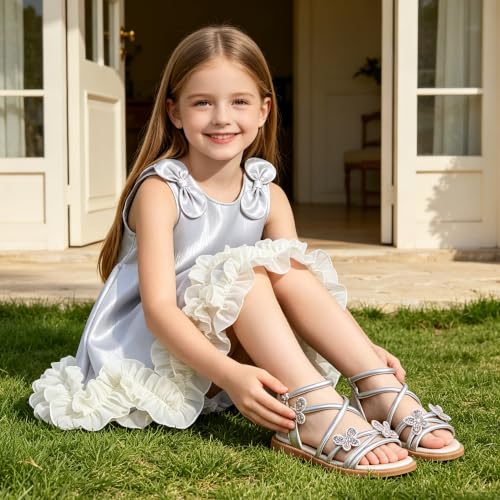 Image of Kiderence Toddler Flower Girl Sandals Open Toe Dress Shoes Wedding Party | Non Slip Lightweight Sandals for Beach,Water Play and Daily Wear