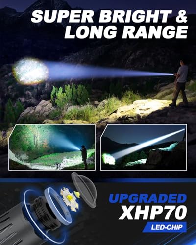 Image of Victoper Rechargeable Flashlight, Titanium 5 Modes Zoomable Flash Light, Bright Real 1500 High Lumens Flashlights, LED Power Display Tactical Flash Lights Holster for Camping Essential Men
