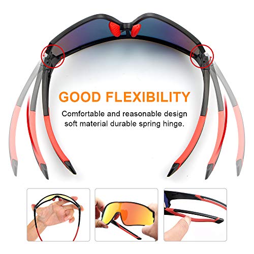 laxikoo Sportbrille Polarisierte Sonnenbrille Fahrradbrille für Herren und Damen mit UV400 Schutz Radbrille für… – Bild 3